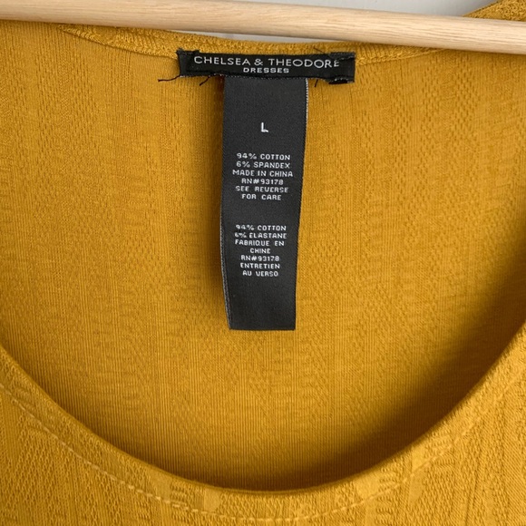 Chelsea & Theodore Mustard Yellow Tiered Maxi Dress size Large - Picture 8 of 8